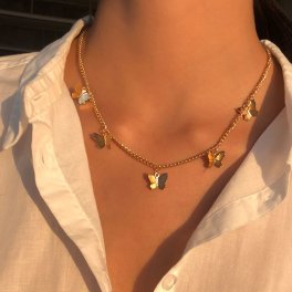 Gold Chain Butterfly Pendant