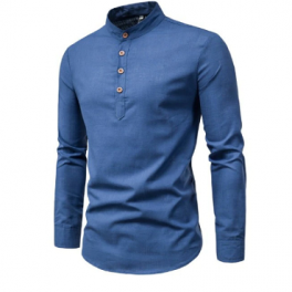 Men Casual Linen Long Sleeve Shirt